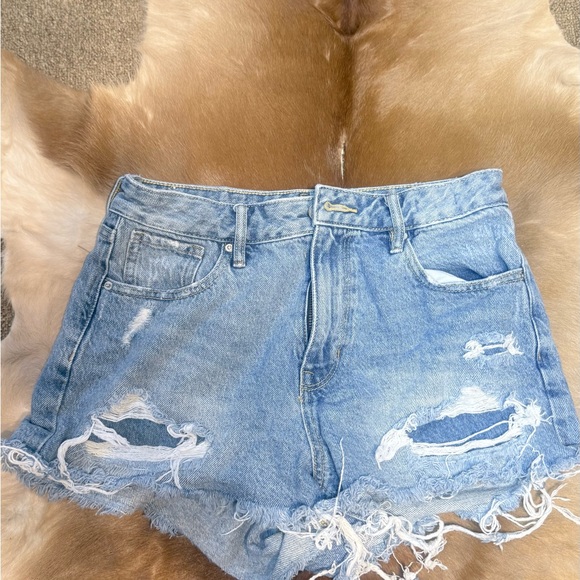 PacSun Light Blue Distressed Jean Shorts - Picture 1 of 3